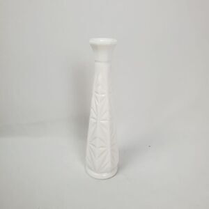 Hoosier Vase 9" Milk Glass Starburst Design Flower Bud Vintage MCM Farm White